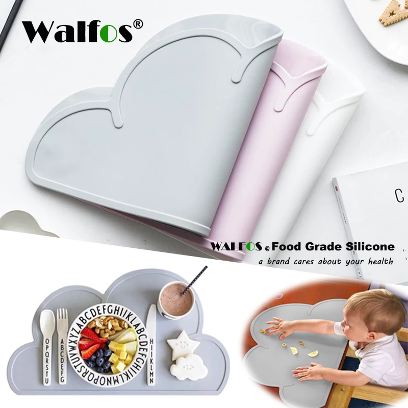 Walfos 100 % gıda sınıfı silikon Placemat bebek çocuk ısıya dayanıklı Mat ısıya dayanıklı silikon masa Mat yer Mat yemek Görüntü 0