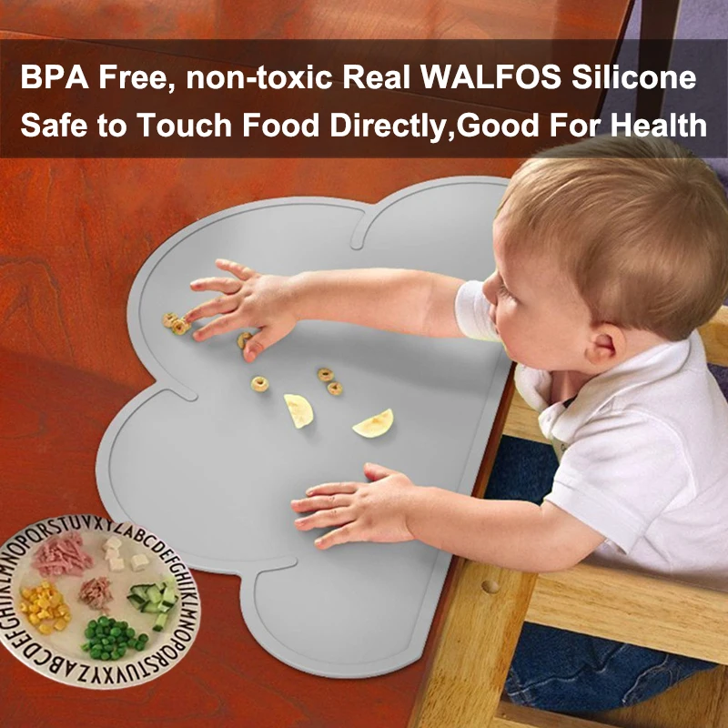 Walfos 100 % gıda sınıfı silikon Placemat bebek çocuk ısıya dayanıklı Mat ısıya dayanıklı silikon masa Mat yer Mat yemek Görüntü 1