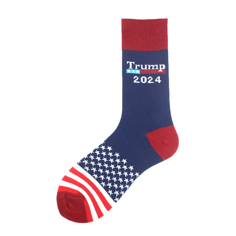 Erkekler Başkan Donald Trump Çorap Gidelim Brandon Yenilik Pamuk Erkekler Meias Ekip Sıcak Hip Hop Sokken Amerikan ABD Bayrağı Jakarlı Görüntü 2