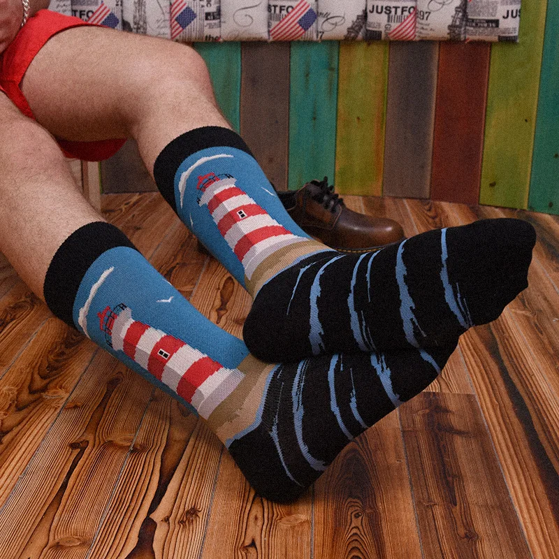 1 Çift Mutlu Komik erkek Çorapları Yüksek Kaliteli Penye Pamuk Uzun Renkli Elbise Çorap Yenilik Tüp Kaykay Düğün Çorap Serin Görüntü 3