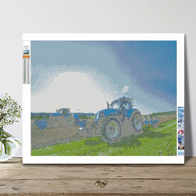 CHENISTORY 40x50cm Elmas Boyama Traktör Çiftlik Manzara Rhinestones 5D DIY Elmas Nakış Araba Mozaik Çapraz Dikiş Zanaat K Görüntü 1