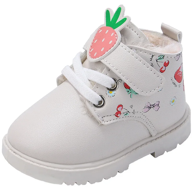 Boyutu 16-27 Kış bebek ayakkabısı Moda Çilek Pamuk Çizmeler Kızlar Prenses Çocuk Ayakkabı Kızlar İçin Patik 0-6 Yaşında Bebek Görüntü 4