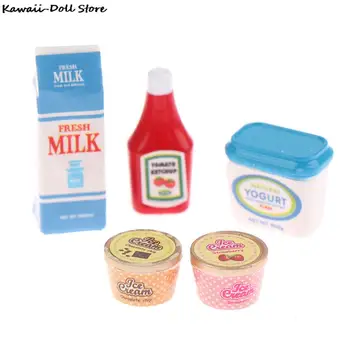 5 Adet / takım 1: 12 Evcilik Minyatür Gıda Mini Domates Sosu Buzlu Yoğurt Bebek Mutfak Oyuncak