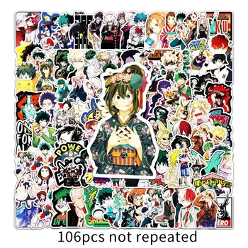 50/106 adet My Hero Academia Anime Çıkartmalar Graffiti Dizüstü Telefon Izuku Midoriya Olabilir Boku Hiçbir Kahraman Academia Karakter Çıkartması
