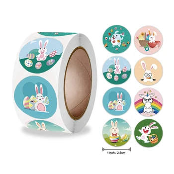 50-500 Adet Mutlu Paskalya Çıkartmalar Sevimli Hayvan Tavşan Kendinden Yapışkanlı Mühür Etiket etiket Parti Çocuklar İçin hediye çantası Dekor Etiketleri El Yapımı