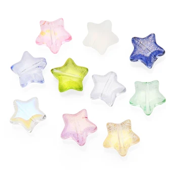 50 Adet 10mm Beş Köşeli Yıldız Şekli Kristal Cam Boncuk Lampwork Boncuk Degrade Renk DIY Yapımı İçin El Yapımı Takı Aksesuarları