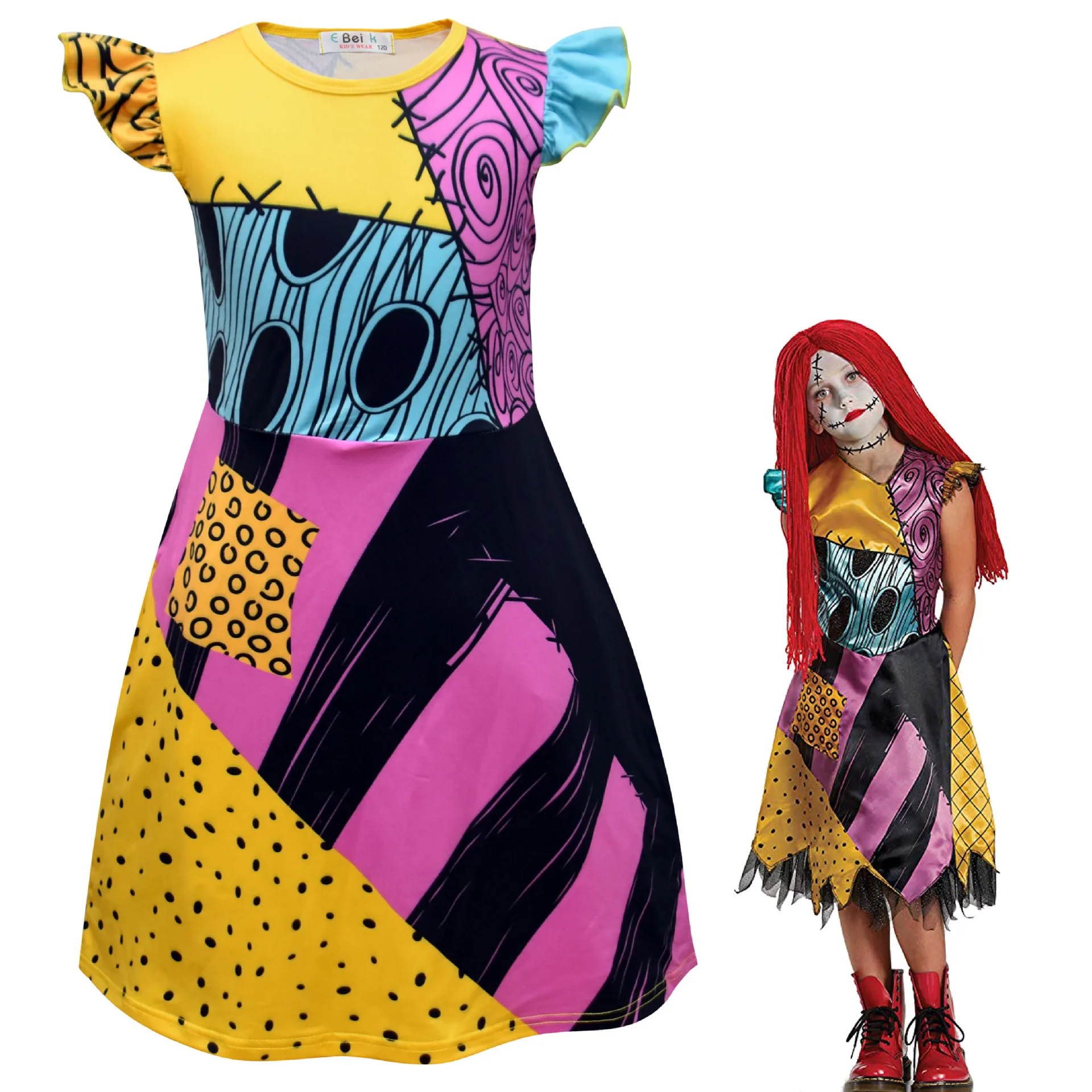 1 - 9 Yıl Moda Bebek Kız Cadılar Bayramı Kafatası Cadı Vampir Baskı Kostüm Çocuklar için Parti Masquerade Balo Yenidoğan Elbise Görüntü 5