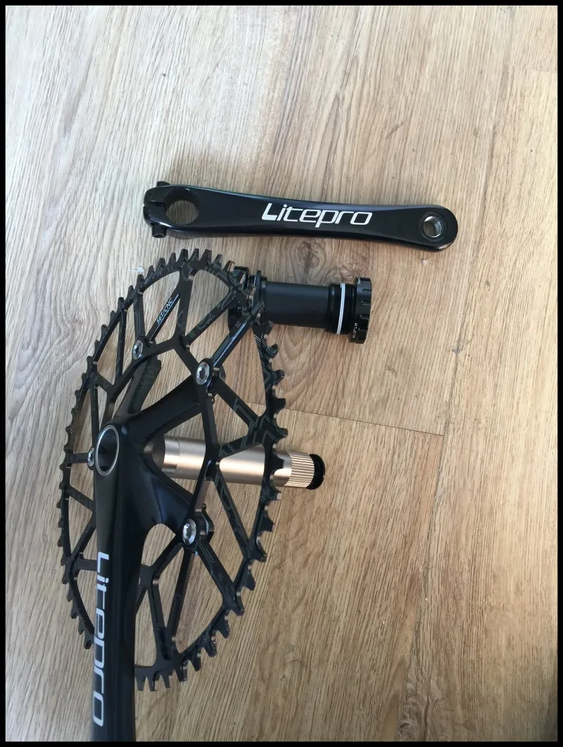 Litepro Alüminyum Alaşım Yol Katlanır Bisiklet BMX Krank Aynakol Bisiklet Parçaları 50/52/54/56 / 58T Aynakol BB Görüntü 1