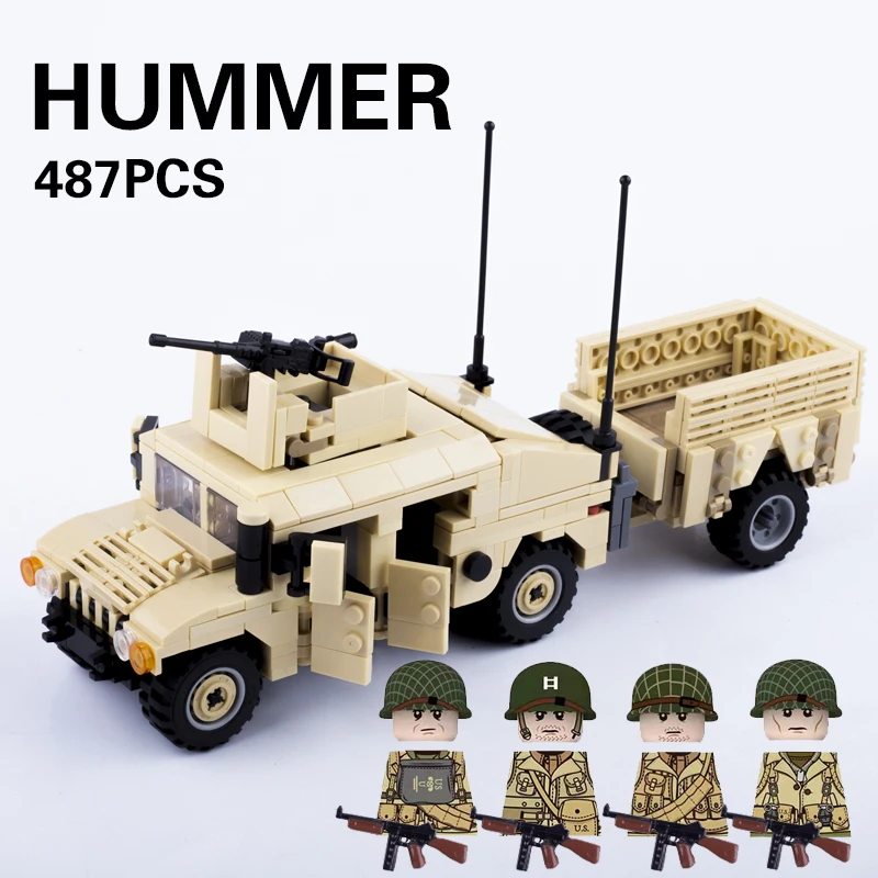 MOC Askeri Araçlar yapı tuğlaları Hummers ABD Ordusu Saldırı Araba Blokları Özel Polis SWAT Takım Asker Silah Modeli Hediye Oyuncaklar Görüntü 0