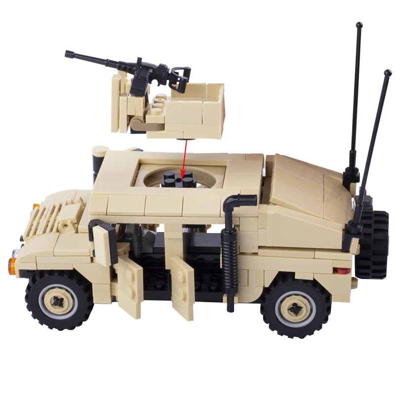 MOC Askeri Araçlar yapı tuğlaları Hummers ABD Ordusu Saldırı Araba Blokları Özel Polis SWAT Takım Asker Silah Modeli Hediye Oyuncaklar Görüntü 4