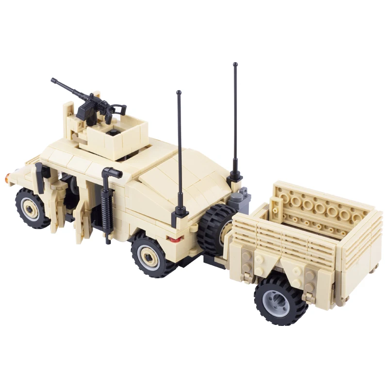 MOC Askeri Araçlar yapı tuğlaları Hummers ABD Ordusu Saldırı Araba Blokları Özel Polis SWAT Takım Asker Silah Modeli Hediye Oyuncaklar Görüntü 5