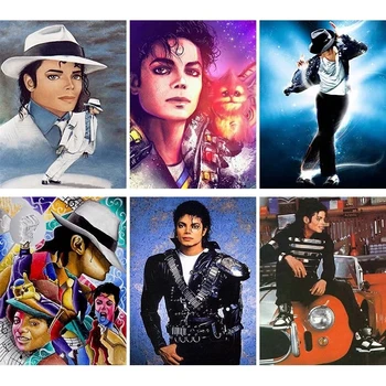 5d Dıy Elmas Michael Jackson Taklidi Boyama Duvar Sanatı Çapraz dikiş resmi Ev Çıkartması Tam Yuvarlak Matkap Nakış Hediyeler