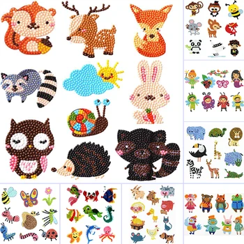6-12 adet Hayvan Elmas Boyama Çıkartmalar DIY 5D Elmas Mozaik Karikatür Numarası Kitleri Çocuklar İçin Etiket Taklidi El Sanatları Çocuk Oyuncak