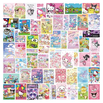 62 Adet / paket Kawaii Karikatür Sanrios Anime Kuromi Cinnamoroll DIY Graffiti Sticker Posteri Çıkartmalar Sevimli PVC Etiket Etiket Çocuklar Hediye
