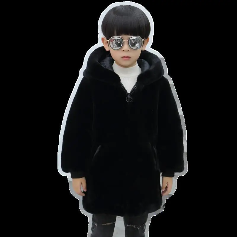 2023 Çocuk Bebek Kız Erkek Sonbahar Kış Kalınlaşmak Gençler Kürk Katı fermuarlı ceket Ceket Çocuk Giyim Erkek Sıcak Giyim Snowsuit Görüntü 3
