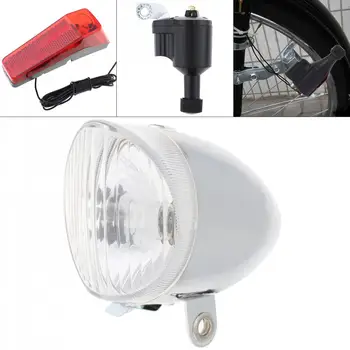 6V 3W Beyaz Bisiklet Bisiklet Dinamo ışıkları LED Kendi Kendine çalışan Ön İşık Far ve Arka İşık LED Lamba Seti Güvenlik Bisiklet için