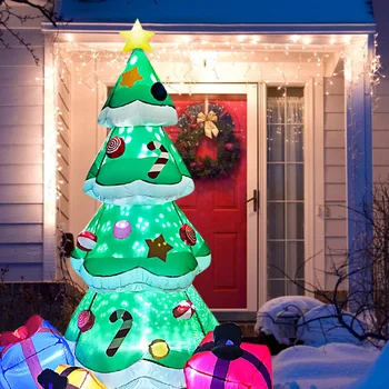 7 Ayak noel şişme ağacı renkli hediye kutuları ile LED ışıkları açık kapalı ev aile süslemeleri oyuncaklar şişme