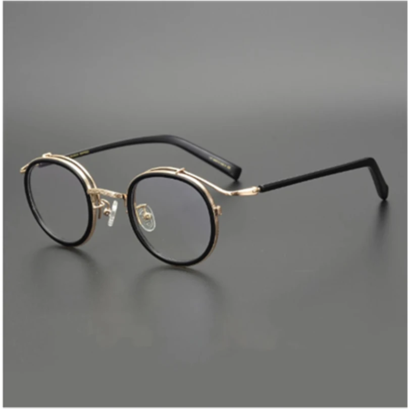 Japon El yapımı Titanyum Asetat Gözlük Çerçevesi Erkekler Kadınlar için Gözlük Yuvarlak Daire Optik Reçete Gözlük Çerçeveleri Görüntü 0
