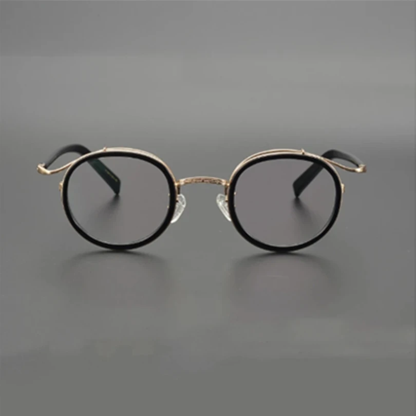 Japon El yapımı Titanyum Asetat Gözlük Çerçevesi Erkekler Kadınlar için Gözlük Yuvarlak Daire Optik Reçete Gözlük Çerçeveleri Görüntü 1