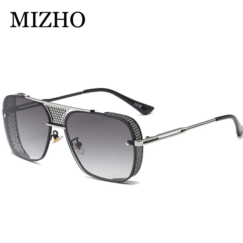 MIZHO Net Görsel Seyahat Kullanımı Kare Erkek Güneş Gözlüğü Orijinal Marka Tasarım Mavi Retro UV400 Degrade Gözlük Adam 2021 Görüntü 0