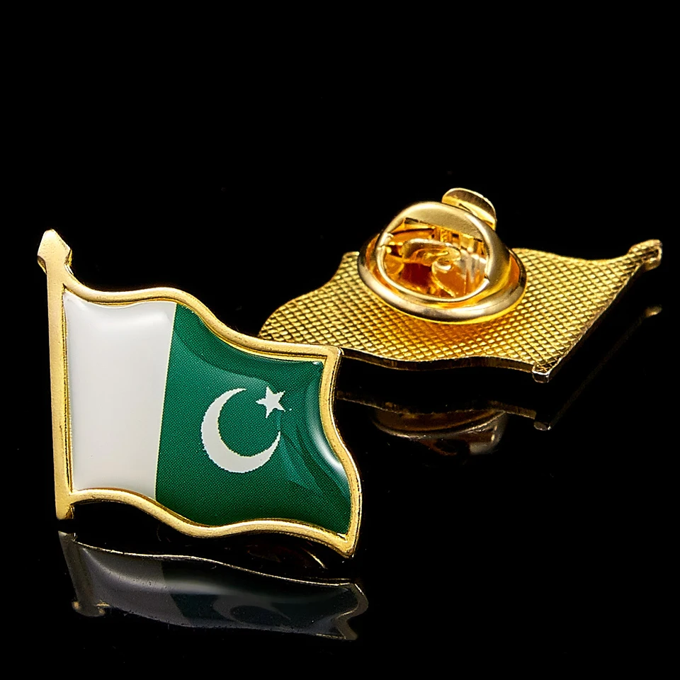5 ADET Pakistan İslam Koyu Yeşil ve Beyaz Sallayarak Ulusal Bayrak Yaka İğneler Dostluk Görüntü 1