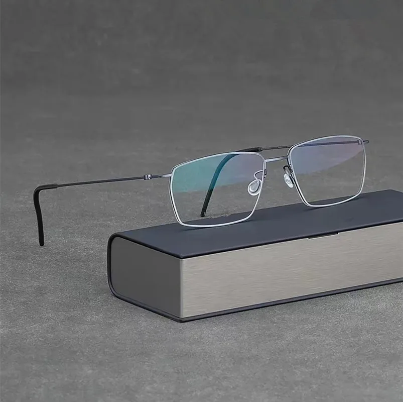 Danimarka Marka Titanyum Vidasız Gözlük Çerçeve Erkekler Kare Ultralight Reçete Gözlük Kadınlar Optik Okuma Gözlük Gafas Görüntü 0