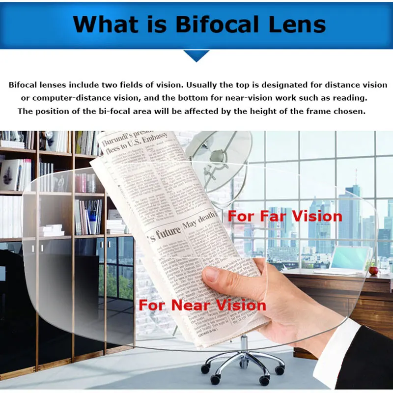 1.499 CR - 39 Düz Üst Bifokal Reçete Gözlük Optik Lensler Özelleştirilmiş Yuvarlak Üst Bifokal Optik Gözlük Lensler 2 Adet Görüntü 5