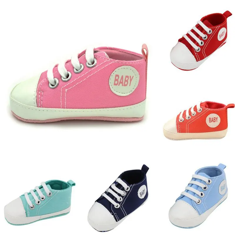 Bebek Yumuşak Taban Anti-kayma Bebek Ayakkabıları Yeni Doğan Bebek Çocuklar Kızlara İlk Yürüyüşe Ayakkabı Yürümeye başlayan çocuk Tuval Ayakkabı Klasik Spor  Görüntü 2