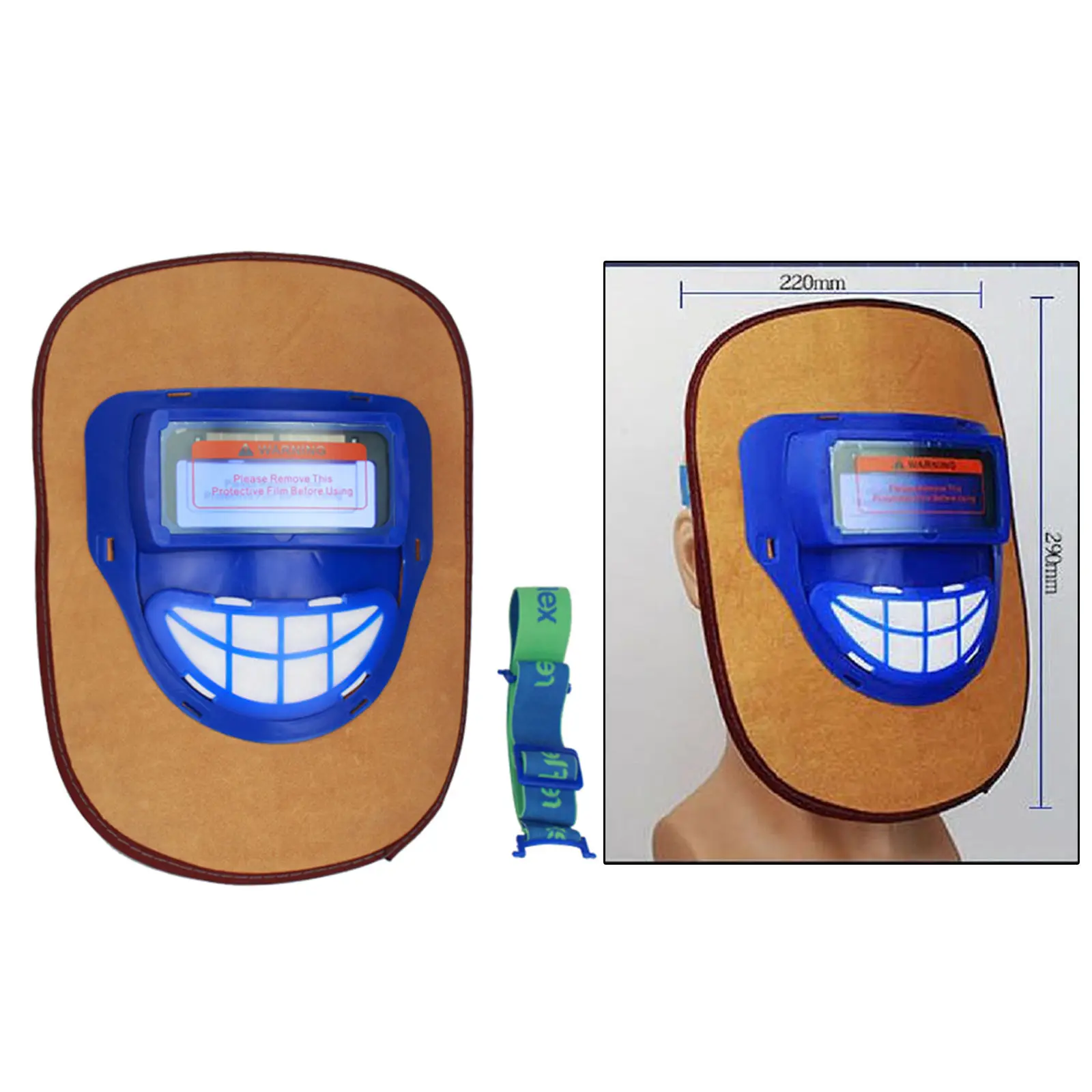 Inek derisi Deri Elektrikli Kaynak Maskesi Otomatik Karartma Kask Lens ile, Hafif Görüntü 1