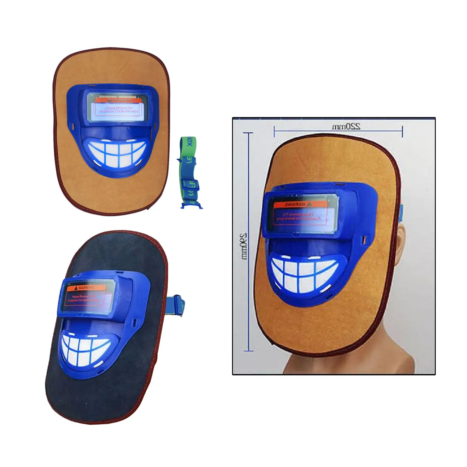 Inek derisi Deri Elektrikli Kaynak Maskesi Otomatik Karartma Kask Lens ile, Hafif Görüntü 3