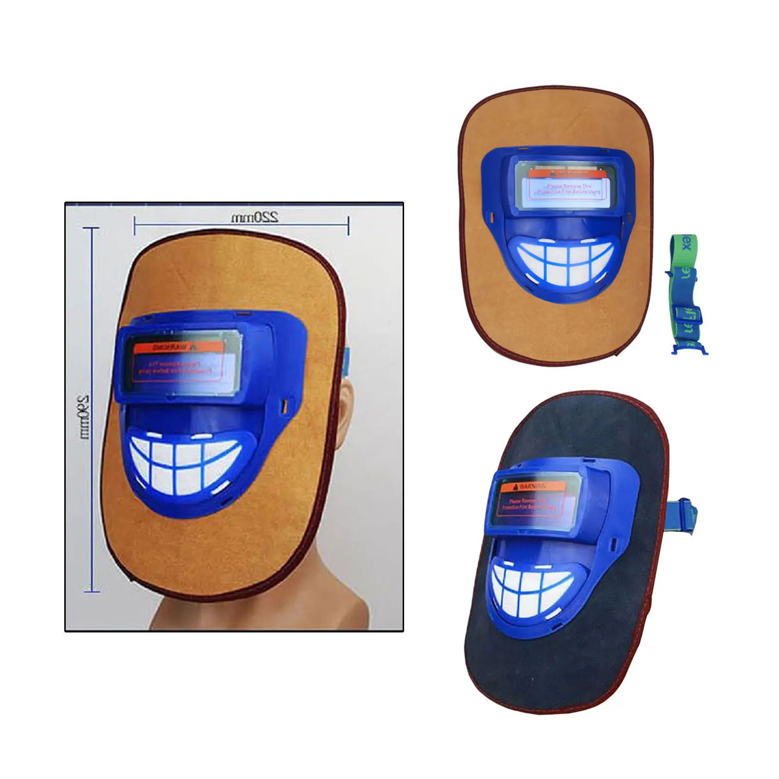 Inek derisi Deri Elektrikli Kaynak Maskesi Otomatik Karartma Kask Lens ile, Hafif Görüntü 4