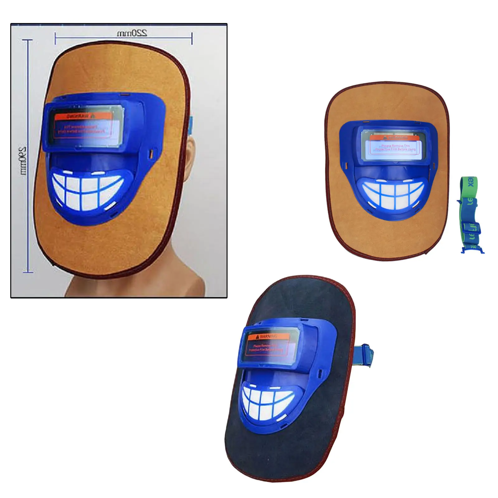 Inek derisi Deri Elektrikli Kaynak Maskesi Otomatik Karartma Kask Lens ile, Hafif Görüntü 5
