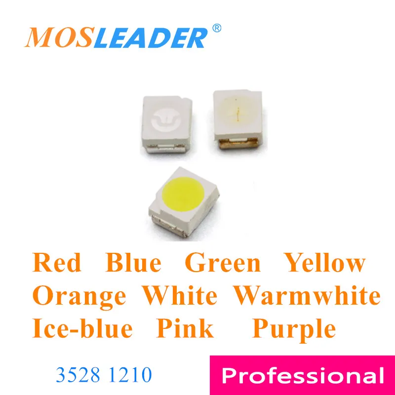 Mosleader 2000 adet 3528 LED 1210 SMD Kırmızı Mavi Yeşil Sarı Turuncu Beyaz Sıcak Beyaz Buz mavisi Pembe Mor Çin tek renk Görüntü 0