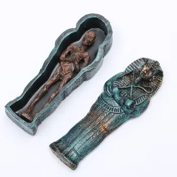 Akvaryum Süsleri Reçine Mısır Mumya Akvaryum Dekoratif Peyzaj Malzemeleri Balık Tankı Süslemeleri, Antika Gri