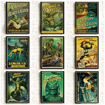 Amerikan Korku Filmi Yaratık siyah lagün Retro Posterler Kaliteli Duvar Posterleri / Boyama Duvar sticker