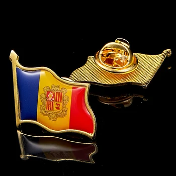 Andorra Ulusal Altın Kaplama Bayrak Yaka İğneler Kravat Klipleri Dekorasyon Aksesuarları