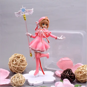 Anime Güzel Pembe Card Captor SAKURA PVC Eylem Modeli Rakamlar PVCMagic Değnek Kız Şekil Kek ev Dekorasyonu Hediye