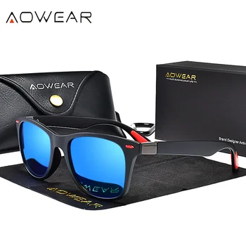 AOWEAR Marka Tasarımcısı Kare Güneş Gözlüğü Erkek / Kadın Klasik Perçin Araba Sürüş güneş gözlüğü Unisex Sürücü Gözlükleri gafas de sol