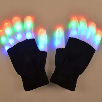 Aydınlık Eldiven Yenilik Oyuncak LED Rave Yanıp Sönen Eldiven Glow 7 Modu Light Up Parmak Ucu Aydınlatma Siyah Çocuk Oyuncakları 1 ADET