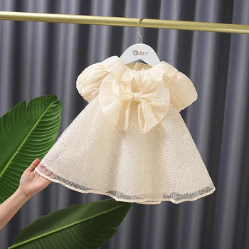 Bebek Kız Elbise Yaz Lotus Yaprağı Yaka Kabarcıklar İlmek Ağız Prenses Elbise Kısa Kollu Bebek Bebekler Çocuklar