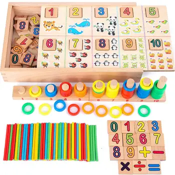 Bebek Numarası Sayma Matematik Oyuncaklar Bebek Erken Eğitim Bulmaca Montessori Oyuncaklar Geliştirmek Matematik Oyuncak Ahşap kutu seti Hediye Çocuklar için