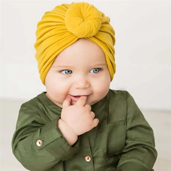 Bebek Türban Şapka Yay İle Çocuk şapkaları Pamuk Karışımı Yenidoğan Bere Üst Düğüm Kapaklar Çocuklar Fotoğraf Sahne Bebek Duş Hediye