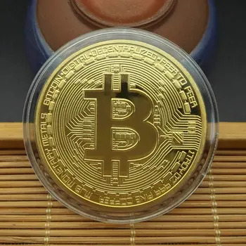 BİTCoin Sanat Koleksiyonu Altın Kaplama Fiziksel Bitcoins Bitcoin BTC ile Kılıf Hediye Fiziksel Metal Antik İmitasyon Gümüş Paralar