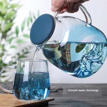 Buz mavisi Gaopeng silikon ısıya dayanıklı cam Guanshan bluestone ev su şişesi soğuk su şişesi mermer bardak seti