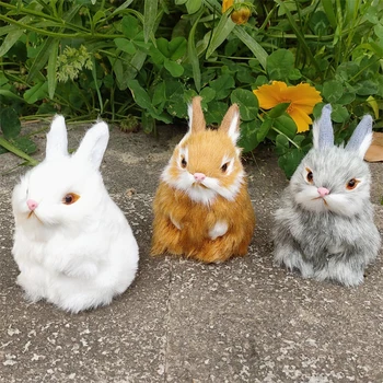 Canlı Gerçekçi Tavşan Modeli Peluş Tavşanlar Kürk Gerçekçi Hayvan Paskalya Simülasyon Tavşan Modeli doğum günü hediyesi Kürklü Tavşan Oyuncak