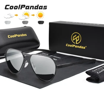 CoolPandas 2021 Moda Pilot Güneş Gözlüğü Polarize Erkekler Klasik Fotokromik güneş gözlüğü Kadın Gözlüğü UV400 lentes de sol adam