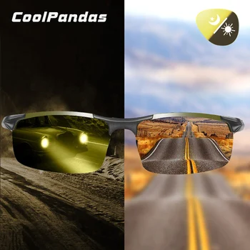 CoolPandas Unisex Gece Görüş Gözlüğü Fotokromik Güneş Gözlüğü Polarize Sürüş Erkekler Sarı Lens Parlama Önleyici Gözlüğü Gözlük UV400