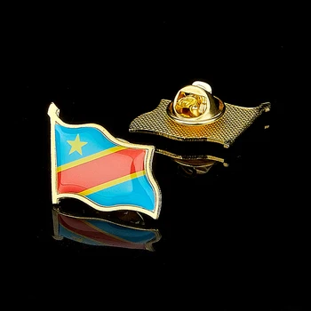 Demokratik Kongo Cumhuriyeti Yenilik Bayrağı Desen Altın Kaplama Broş Renkli Kelebek Klip Bayrak Yaka Pin