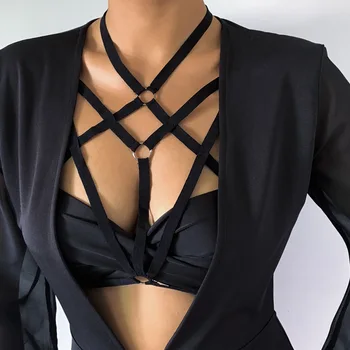 DIEZI Yaz Seksi Gotik Siyah Parti Plaj Bandaj Bikini Seksi Bralette sutyen Demeti Vücut Zincir Takı Kolye Kadınlar İçin