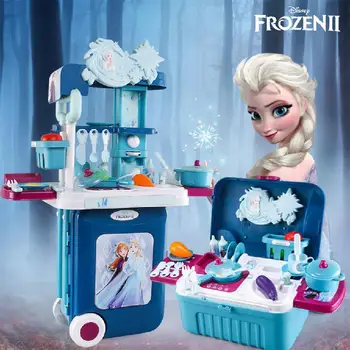 Disney Prenses Dondurulmuş 2 Simülasyon Bavul Çocuklar Minyatür Gıda Mutfak pişirme aletleri Oyun Evi Mutfak Oyuncaklar Kızlar İçin